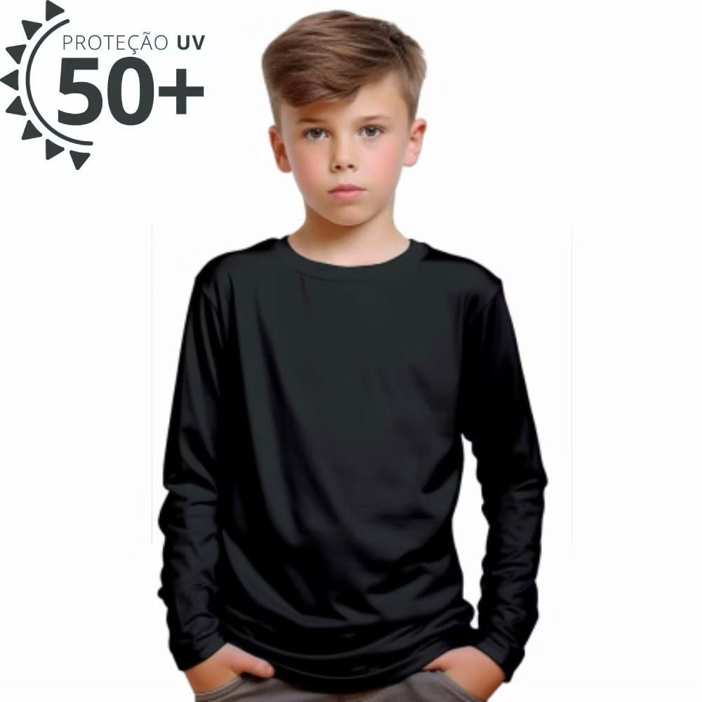 Camisa Infantil Proteção Térmica Uv 50+ Duradoura Macia Leve 2 aos 16 anos
