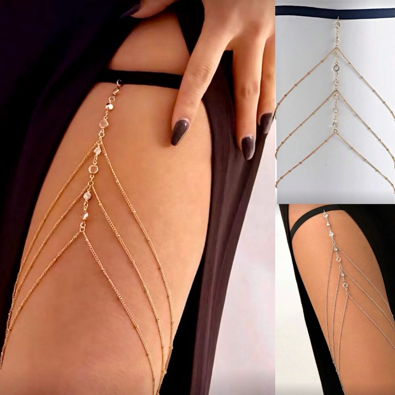 Corrente Sexy de Coxa Festival Body Chain Dourado Prata Fantasia Perna Dança do Ventre Glamour Cigana Indiana Body09 em Oferta na Shopee