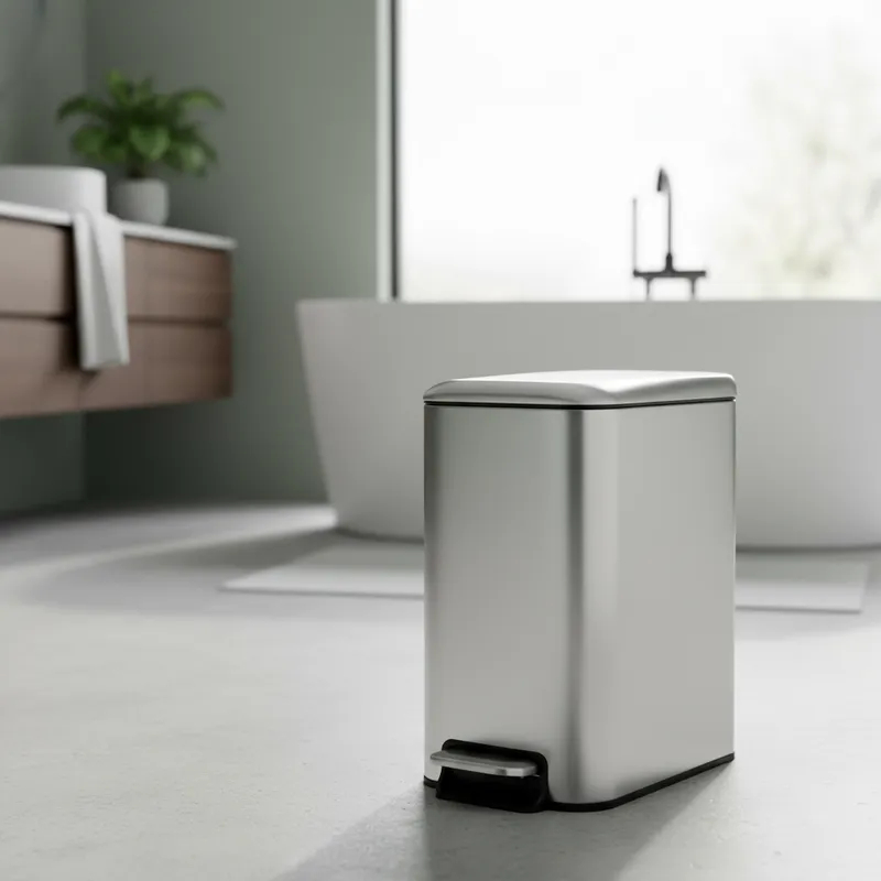 Lixeira Inox Retangular linea 5 litros Multiuso Com Pedal Para Abrir e Fechar a Tampa Banheiro
