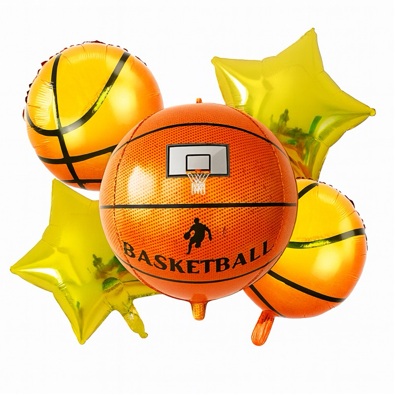 Kit 5 pcs Balão Metalizado Bola de Basquete 45cm Festa Decoracao aniversario surpresa Feliz