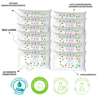 KIT 18 KG - BASE GLICERINA HIPOLERGENICA PREMIUM QUIMIZ V&G em Oferta na Shopee