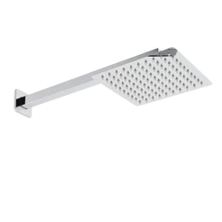 Ducha Chuveiro Quadrado Fria Inox 20x20 com Braço Quadrado Área Externa Banheiro com Aquecedor
