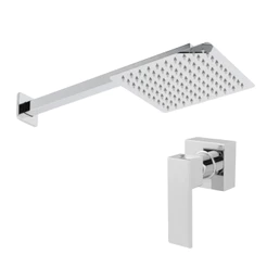 Ducha Chuveiro de Inox Quadrado Banheiro Braço 40CM + Acabamento de Registro 100% Metal Padrão Deca