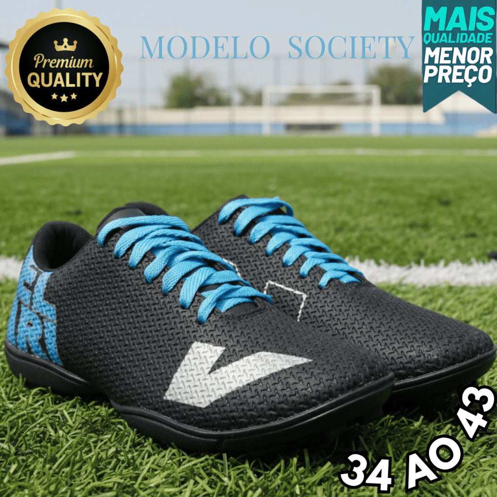 Chuteira Masculina Quadra Society e Salão Confortável e Durável