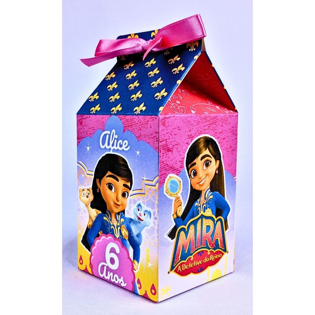 Kit 10 a 55 Caixinha Milk Mira A Detetive do Reino Personalizada de Papel Offset 180g