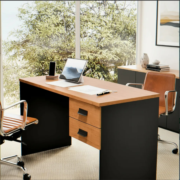 Detalhes do Escrivaninha Home Office Londres Com 2 Gavetas Mesa De Computador Para Estudo E Trabalho Moderna