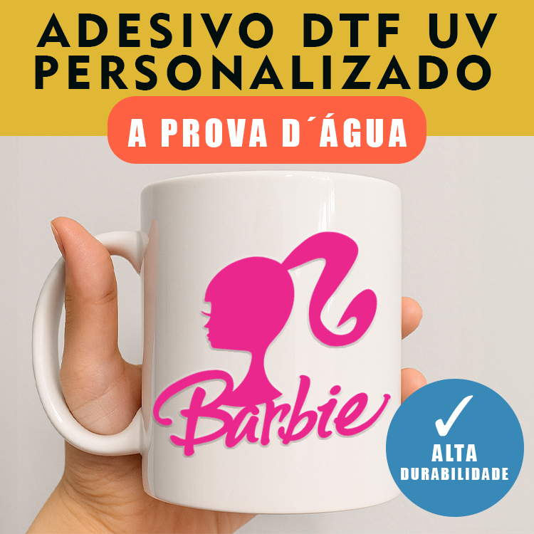 BARBIE ADESIVO DTF 8,5CM - A PROVA D'ÁGUA - MELHOR QUALIDADE, RESISTENTE DTF UV, ALTO RELEVO em Oferta na Shopee