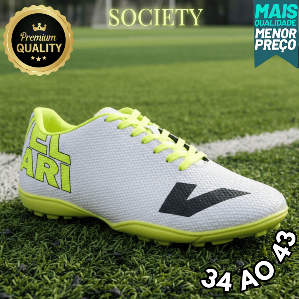 Chuteira Society Masculina Leve com Amortecimento e Alta Performance