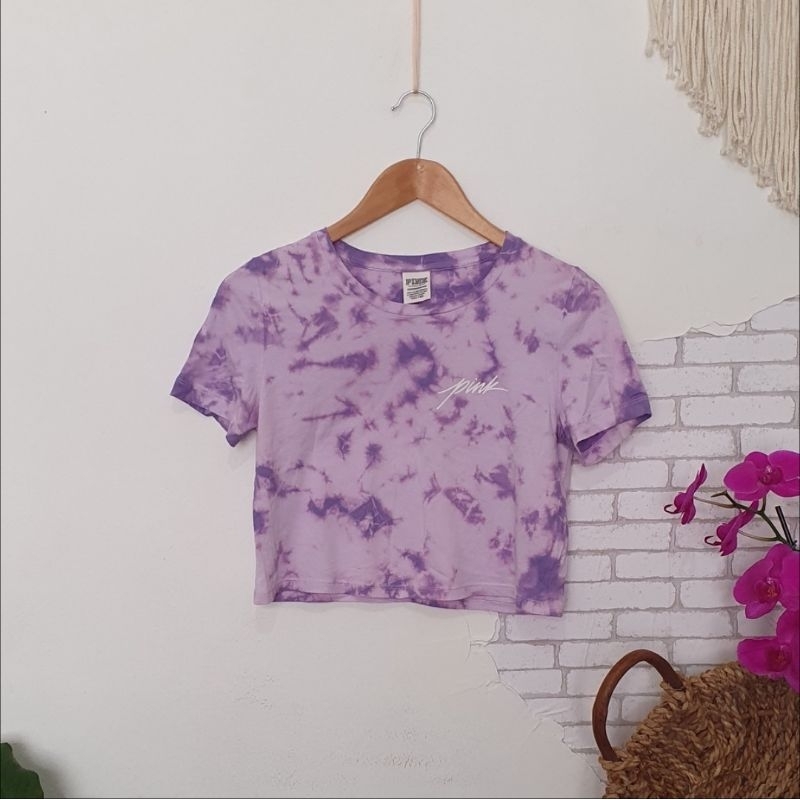 blusa cropped modelo T-shirt, Tie-Dye roxo, novo,  VS, tamanho PP