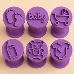 Kit 6 Peças Chá de Bebê Modelo Carimbos para Doces