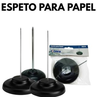 KIT 3 ESPETOS PARA PAPÉIS CAVIA ORGANIZADOR DE DOCUMENTOS BASE FIRME E INOX