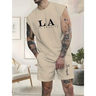 Conjunto Regata Machão L A Los Angeles Camiseta Camisa Masculina Bermuda Moletom com Bolso Algodão Esporte Casual em Oferta na Shopee