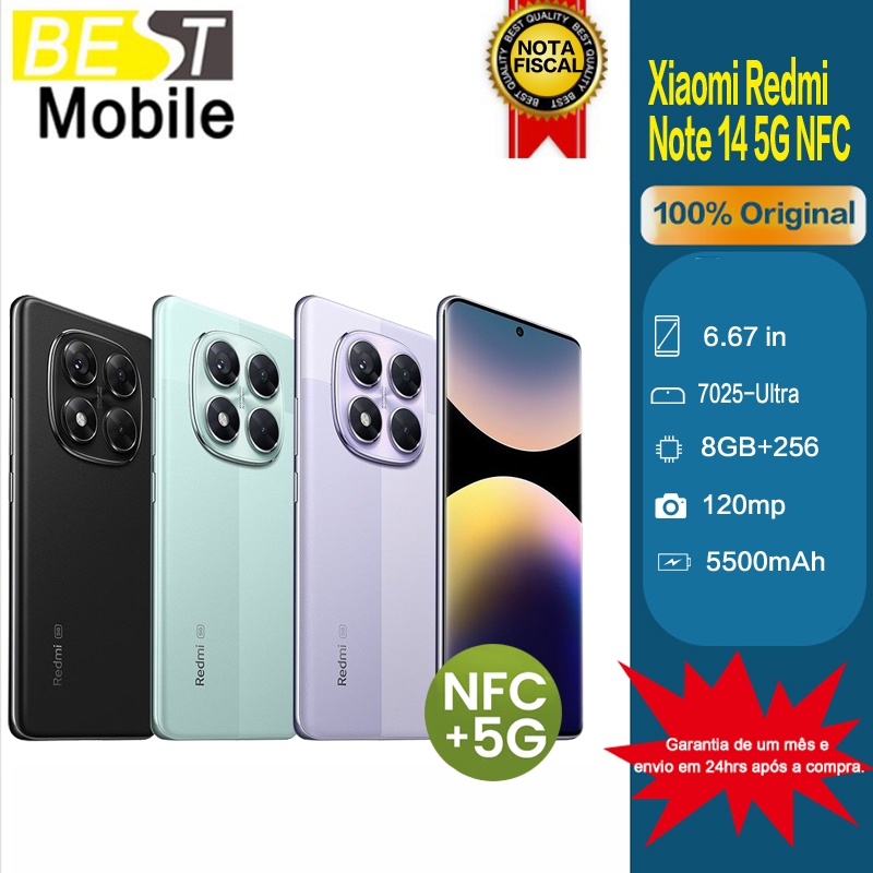 Celular Xiaomi Redmi Note 14 Pro 5G 256gb / 512gb NFC  Versão Global Original (COM CAPINHA E PELÍCULA) em Oferta na Shopee