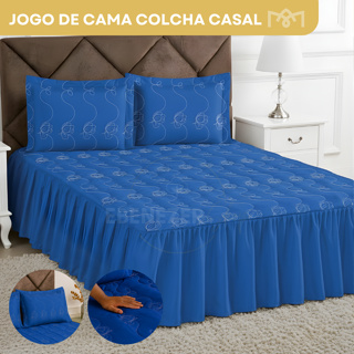 Colcha Cobre Leito Casal 3 Peças Microfibra Premium Bordado Luxo C/ Toque Macio E Confortável em Oferta na Shopee