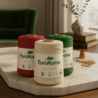Barbante EuroRoma 1kg Nº 8 Cru e Cores Variadas – Artesanato, Crochê e Tricô em Oferta na Shopee