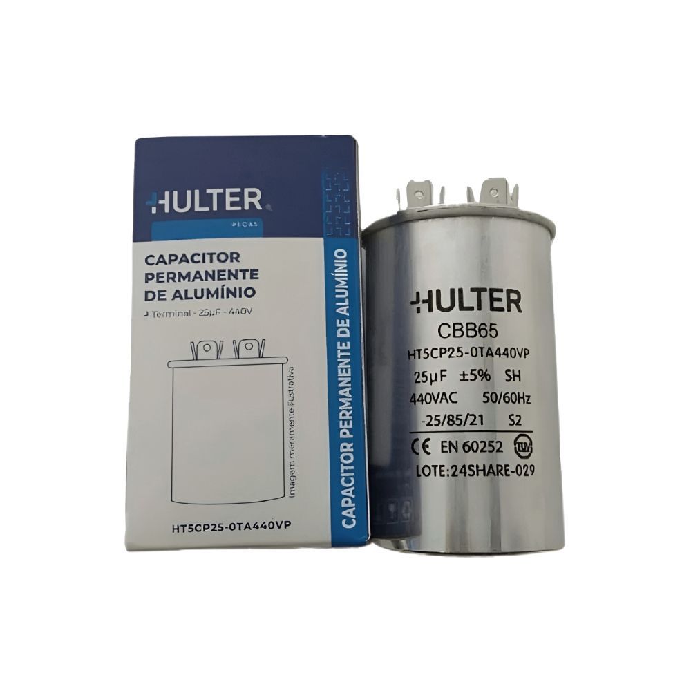 Capacitor Terminal de Metal 25 MFD Hulter - 440V em Oferta na Shopee