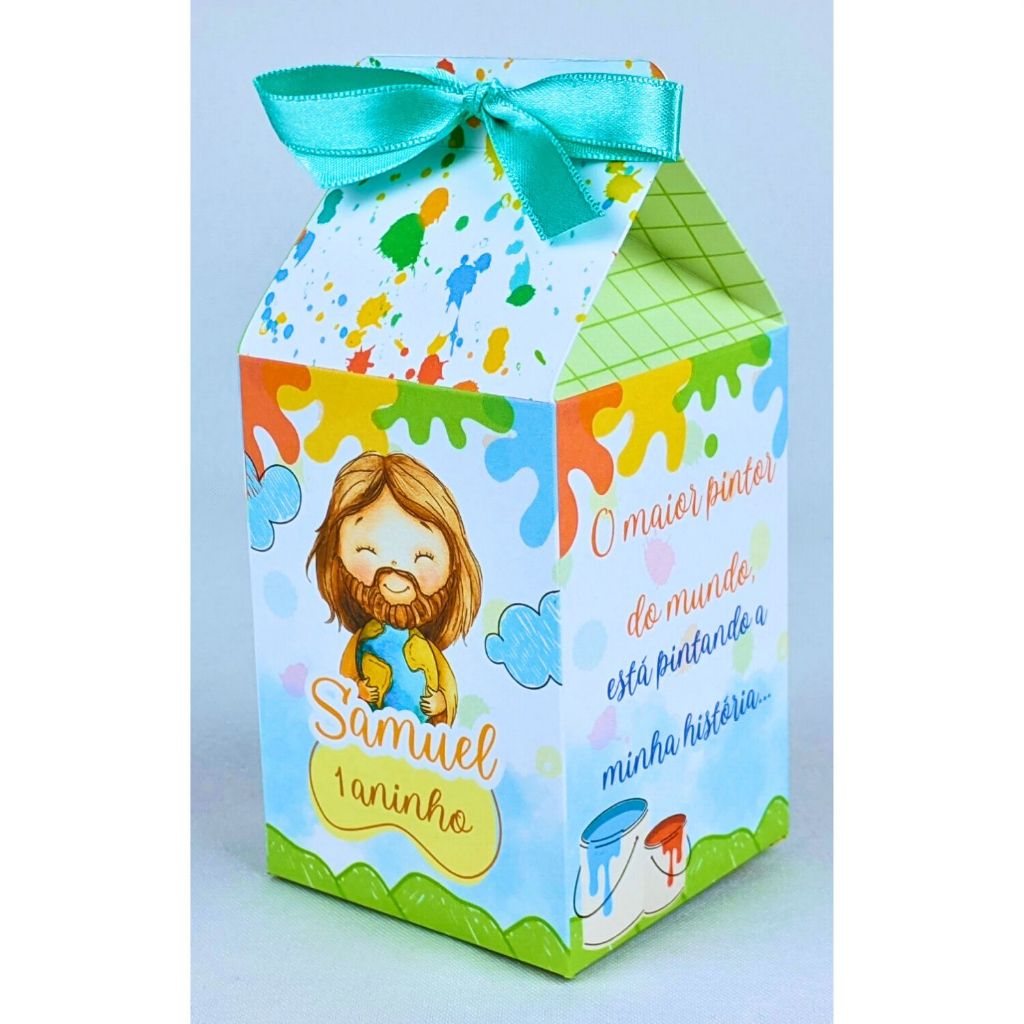 Kit 10 a 55 Caixinha Milk O Maior Pintor do Mundo Menino Personalizada de Papel Offset 180g