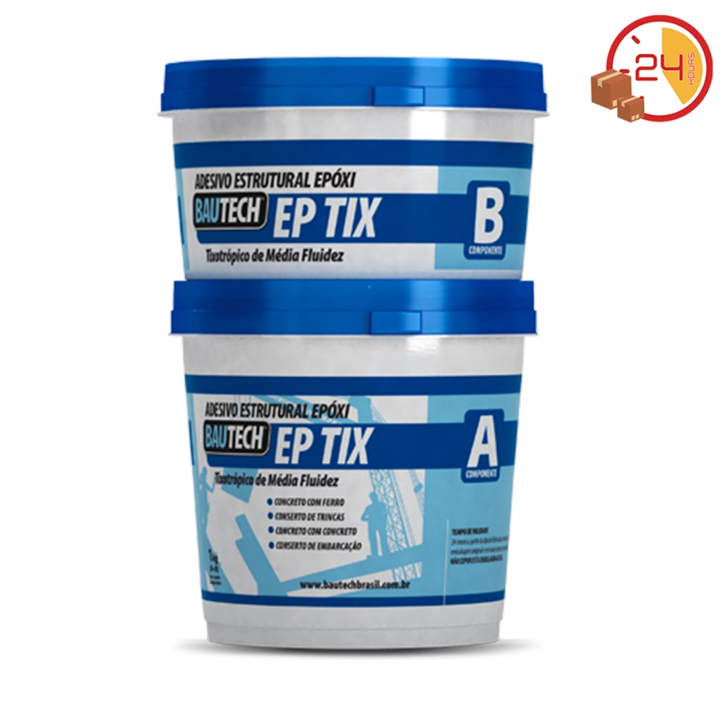 Bautech Adesivo Epóxi TIX Cola Estrutural Alta Resistência Ideal Para Concreto, Aço e Reparos