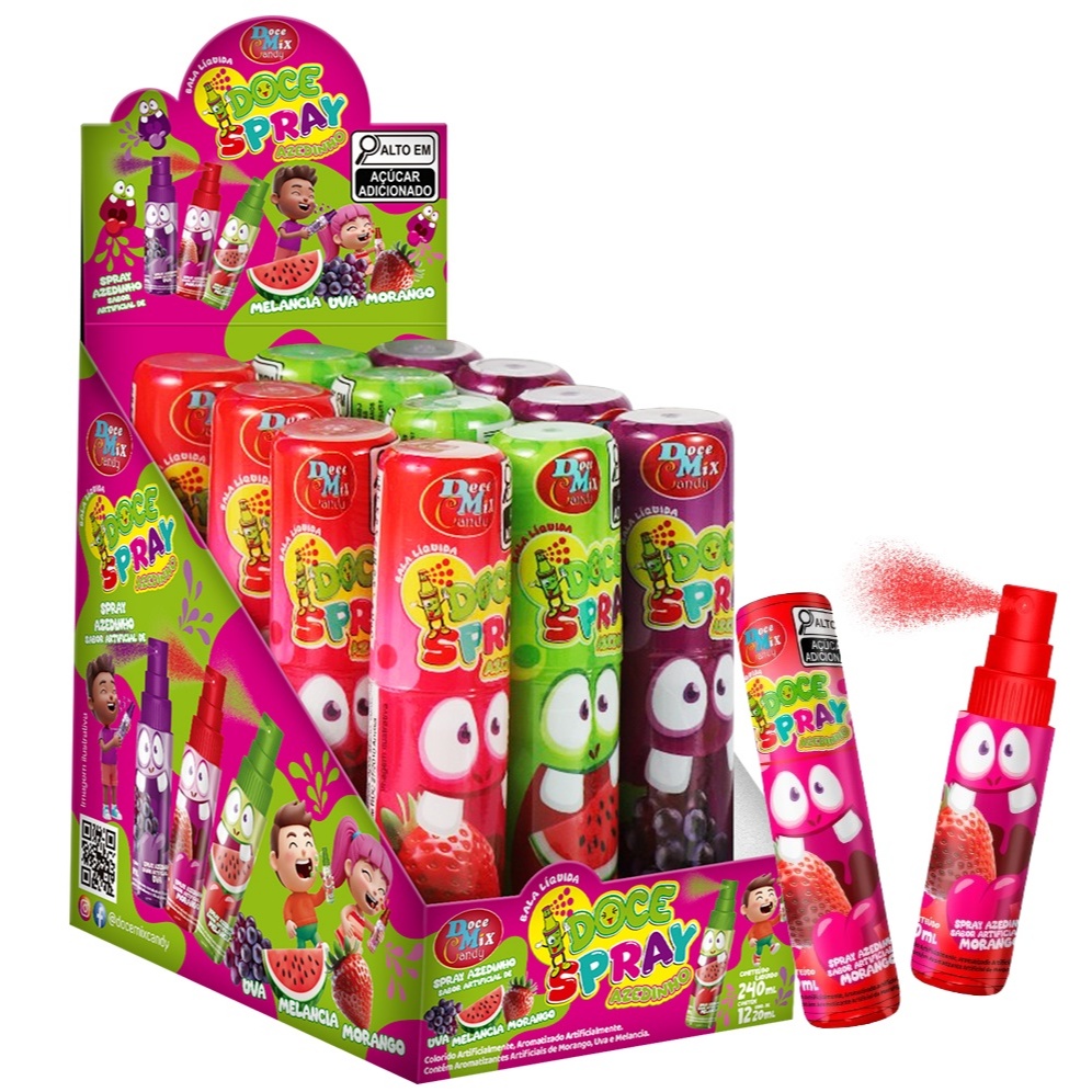 BALA lIQUIDA DOCE  SPRAY AZEDINHO ( DOCE MIX 12 UNIDADES DE 20G)
