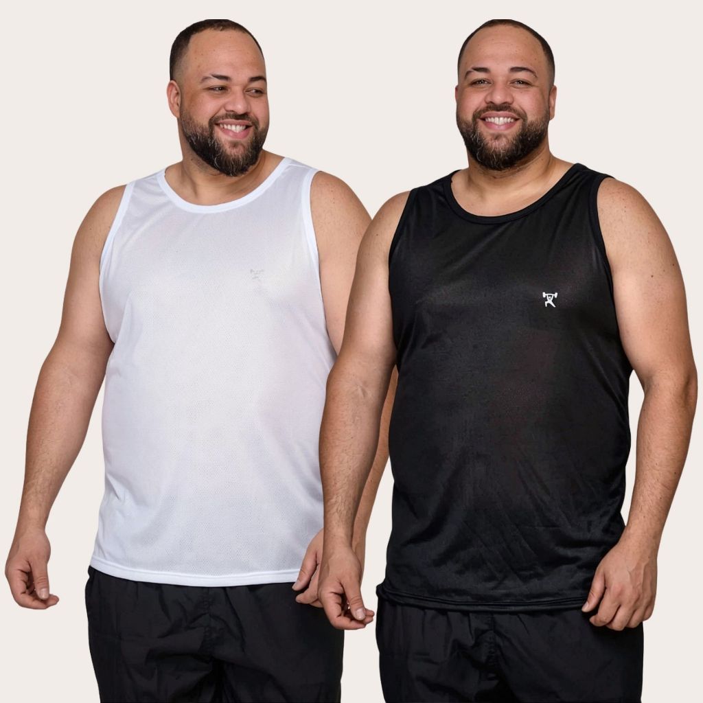 Kit Regatas Masculina Plus Size Academia Básica Treino Casual Fitness Dry Fit Moda Verão Grande