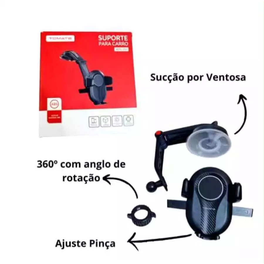 Suporte Celular Carro Veicular Trava Anti Queda 360º Universal ajustável para veiculo - detalhe
