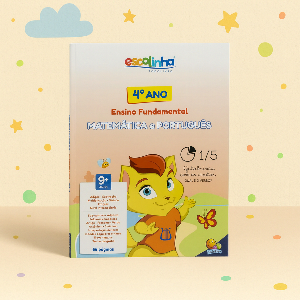 Livro Apostila Educativa : 4° Ano Do Ensino Fundamental Matemática E Português Exercícios E Jogos Para Crianças 9 + em Oferta na Shopee