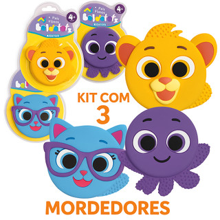 Mordedores Bolofofos Massageadores Macios e Divertidos Pow/Rick/Sophie com Texturas +4 Meses