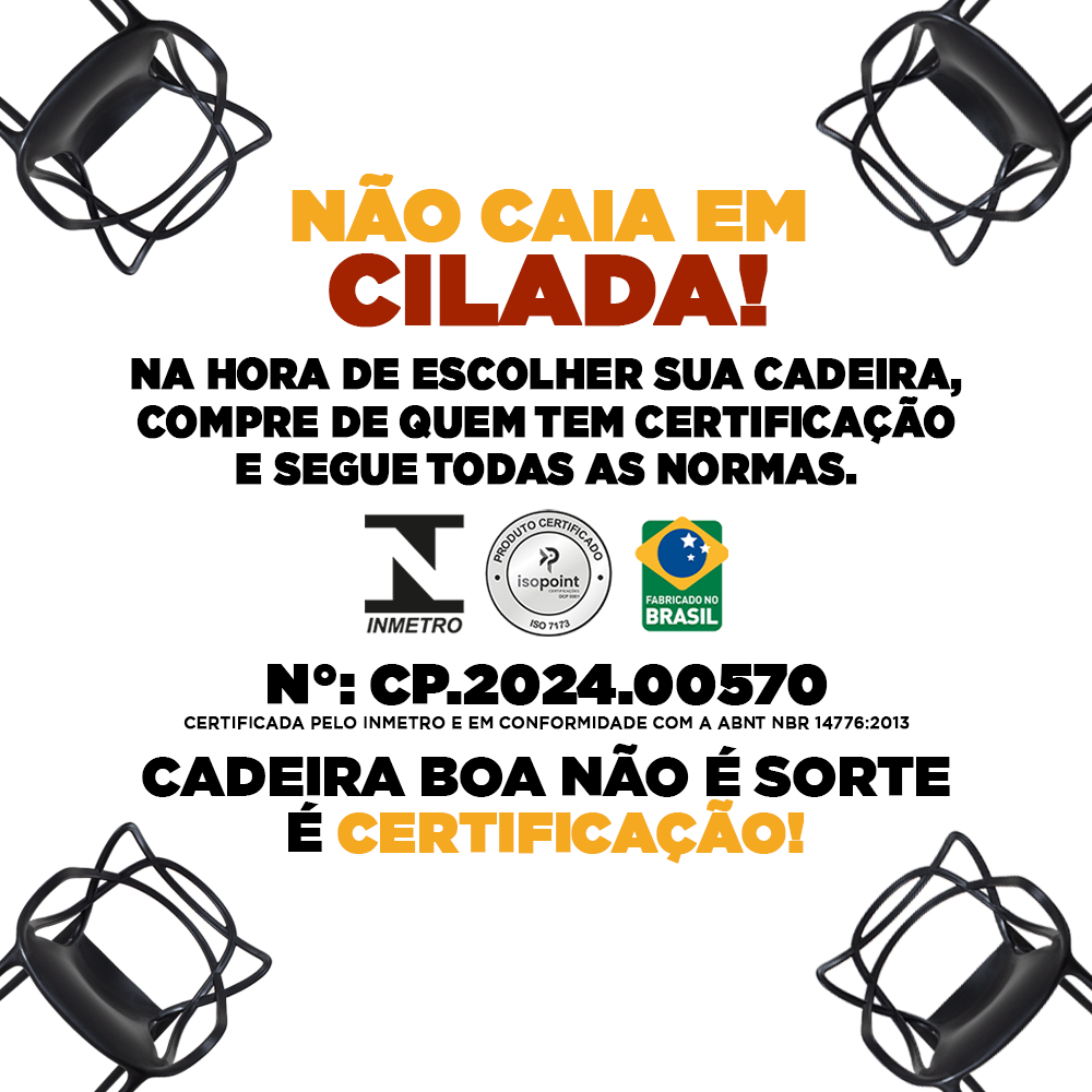 Detalhes do Conjunto 6 Cadeiras Allegra Cozinha Sala de Jantar Varanda Jardim Empilhável