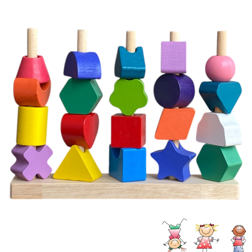 Brinquedo Educativo +3 ANOS Com 20 Peças e Base e Corda Para Criança