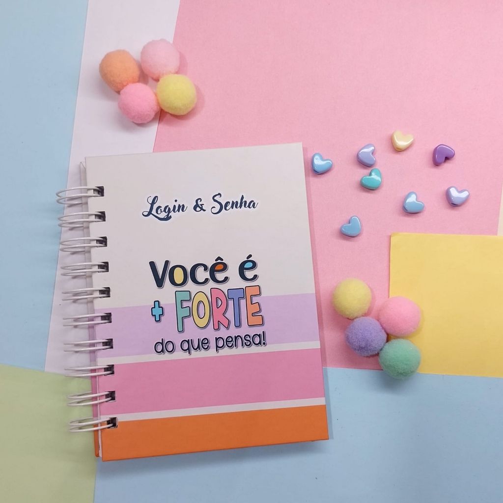 Caderno Login, Senha e Pix - Bloquinho Chaves PIX - Bloquinho de Bolso