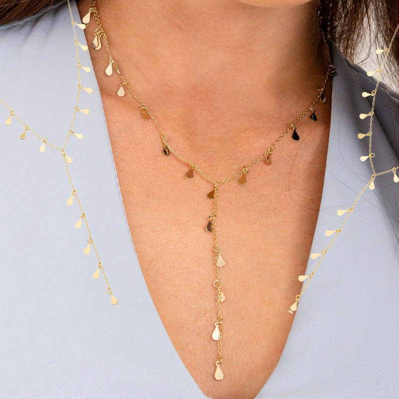 Colar Gravatinha Gotinhas Feminino a Ouro ou Prata 925 Semijoia em Oferta na Shopee