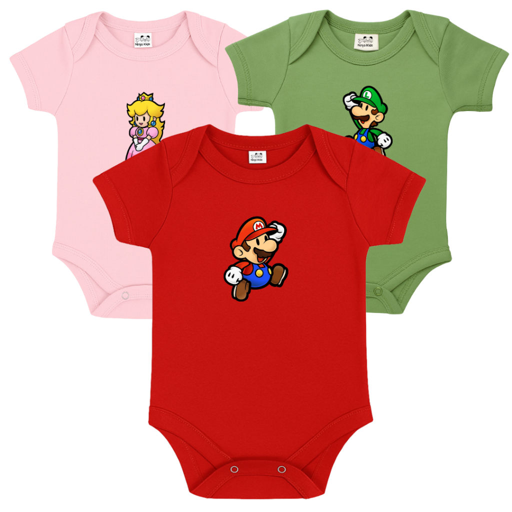 Body Bebe Tematico Mesversario Super Mario 100% Algodão em Oferta na Shopee