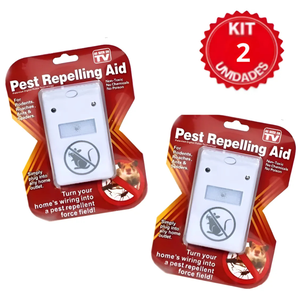 Kit 2x repelente eletronico espantar rato Ultrassônico com luz led neon pragas cupim Mosca Pernilongo Barata Morcego