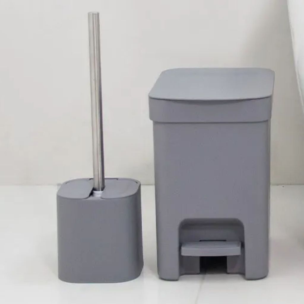 Conjunto de Lixeira com Pedal 6L e Escova Sanitária com Suporte – Linha Trium - OU em Oferta na Shopee