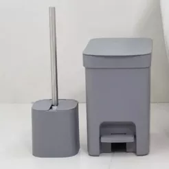 Conjunto de Lixeira com Pedal 6L e Escova Sanitária com Suporte – Linha Trium - OU
