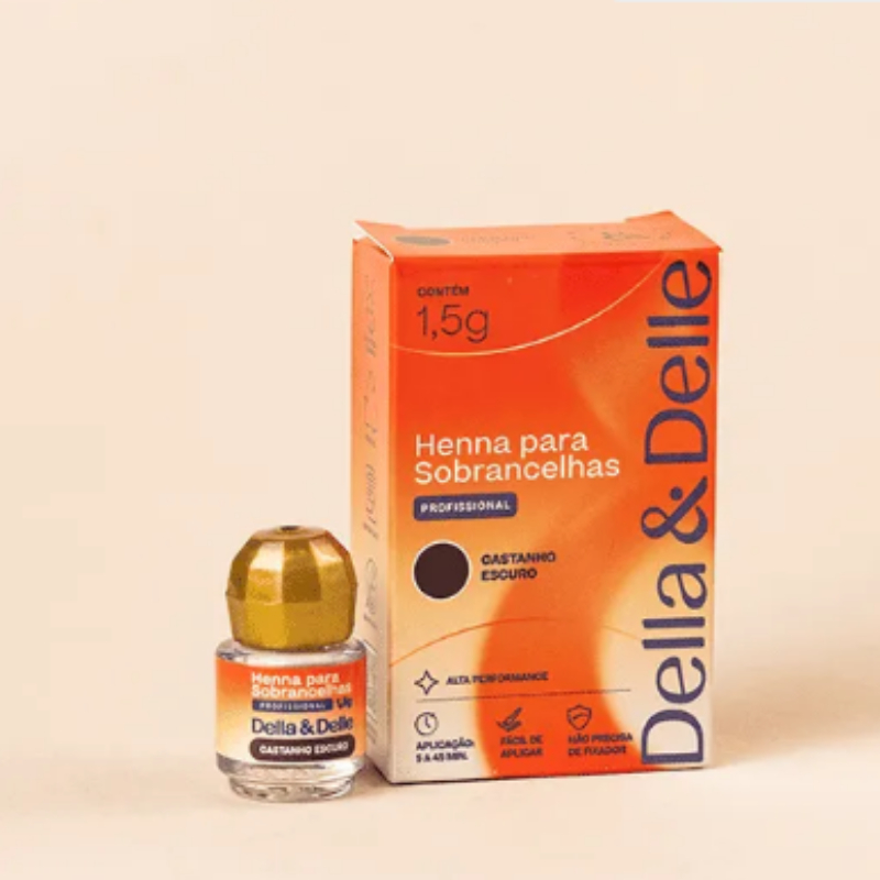 1,5 g Henna Della & Delle Nova Fórmula– Castanho Escuro, Médio e Preto