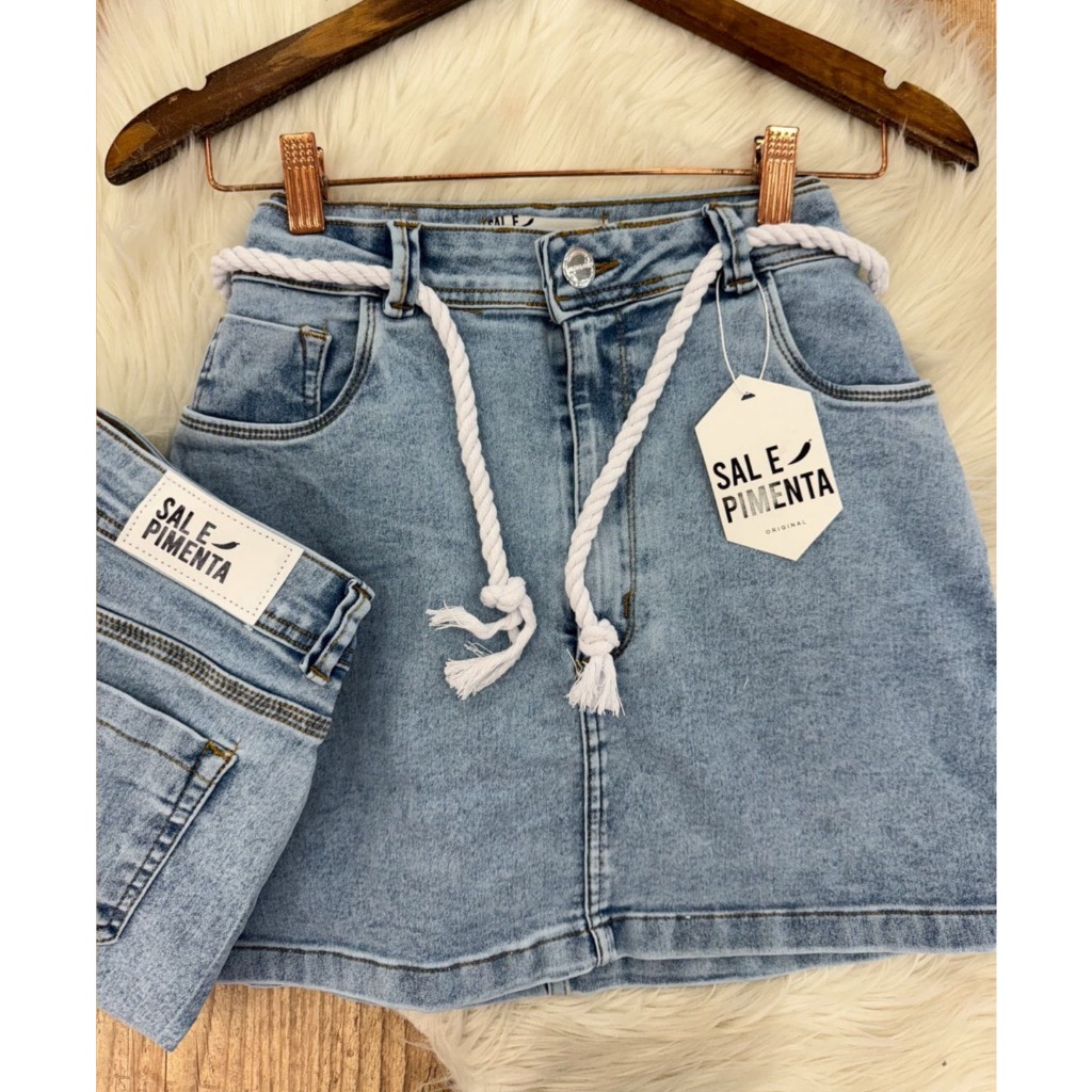 Saia Plus Size Jeans Premium Sal e Pimenta - Pimenta Original Com Elastano Modela o corpo