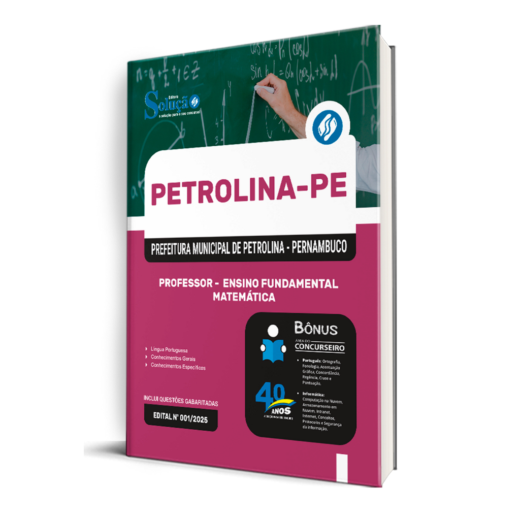 Apostila Prefeitura de Petrolina - PE 2026 - Professor de Anos Finais do Ensino Fundamental – Matemática