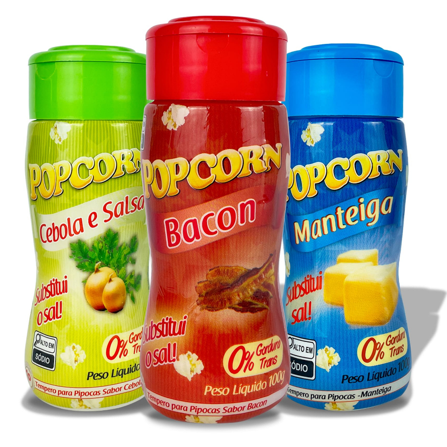 Combo Popcorn - 03 Sabores - Manteiga, Cebola & Salsa e Bacon em Oferta na Shopee