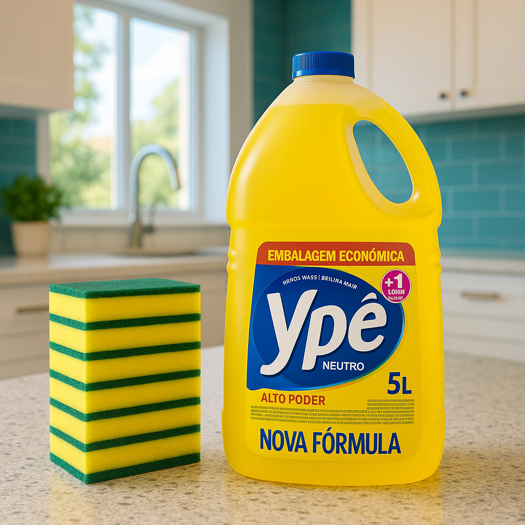 Kit Detergente Neutro Ype + Pacote Com 10 Esponjas Scotch Brite 3M Ideal Para Limpeza