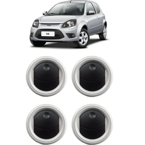 Kit 4 Difusor De Ar Ford Ka 2008 A 2013 E Ford Cargo 2010 A 2017 Preto Com Aro Prata