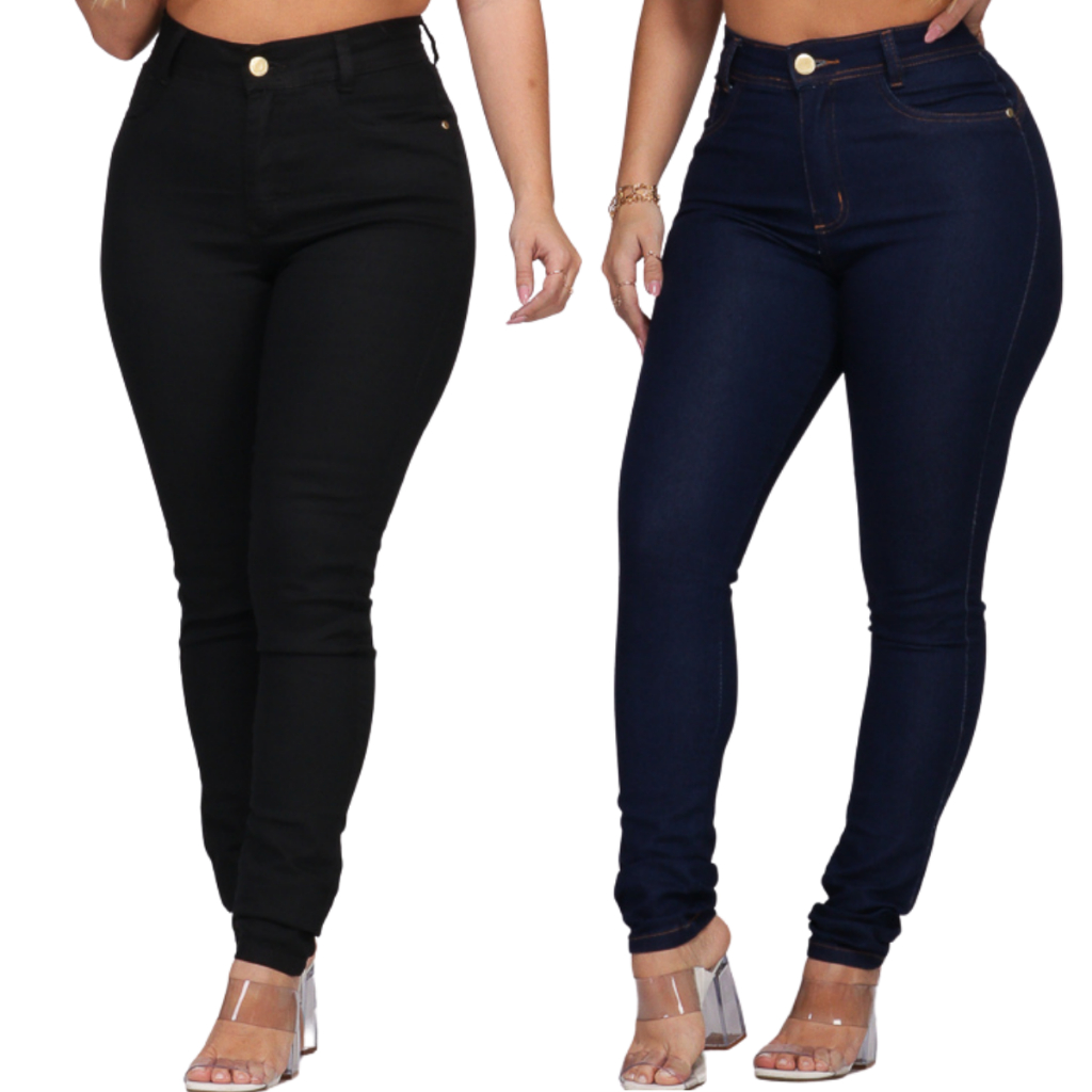 Calça feminina com elastano super skinny cintura alta levanta bumbum 40 e 42