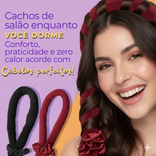 Modelador de cachos microfibra + scrunchie de cetim modelador sem fonte de calor efeito babyliss xuxa de cetim em Oferta na Shopee