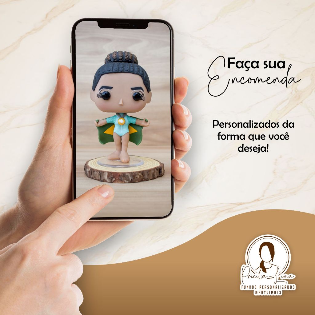 Boneco Estilo Funko Pop Personalizado em Biscuit Artesanal - Rebeca Andrade (Ginastica Artística)