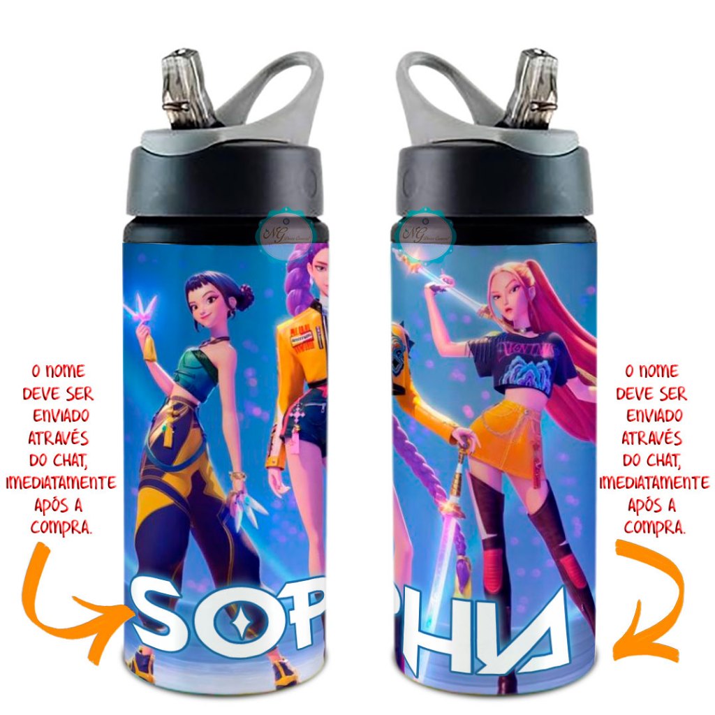 Garrafa Squeeze Guerreiras Do Kpop Com Seu Nome em Oferta na Shopee