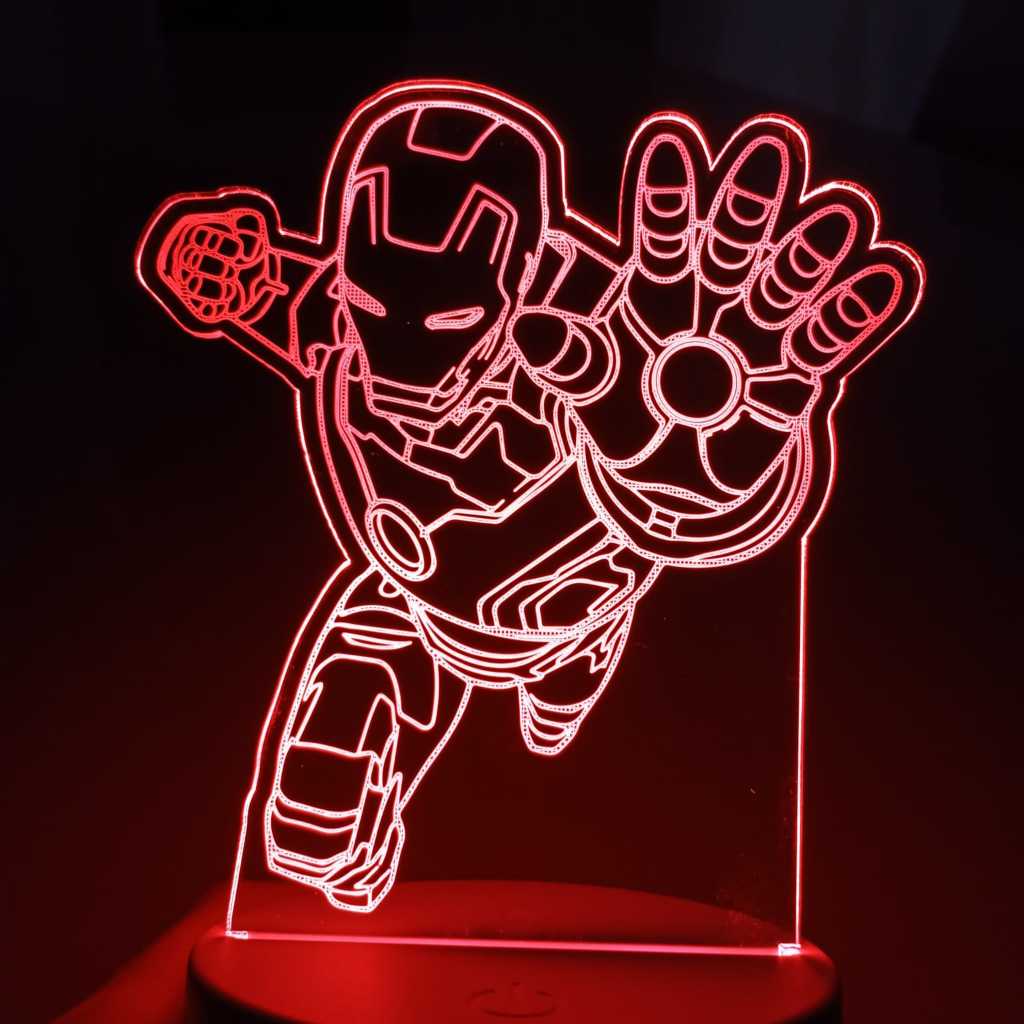 Abajur Luminária Homem de Ferro Herói Marvel Avengers Led 3D de Mesa ac0035 Presente Criativo Aniversário Menino