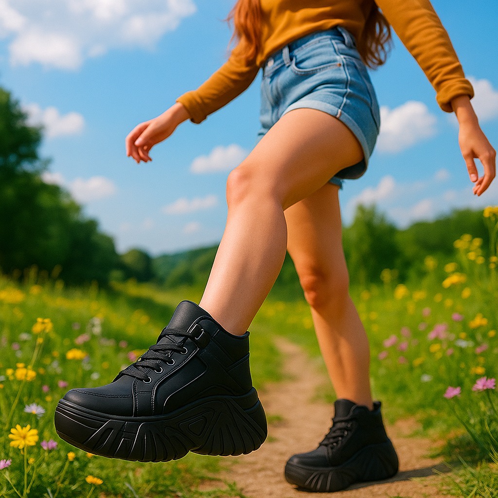 Tênis Bufalo Feminino Bota Botinha Feminina Casual 7cm De Altura Confortável Promoção Envio Imediato