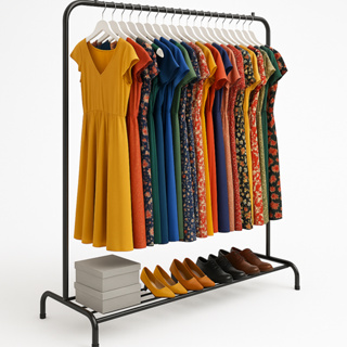 Arara para Roupas Longas 1,90m com Sapateira – 100% Aço, suporta 90 Cabides, Reforçada Organização Profissional | Biorty em Oferta na Shopee