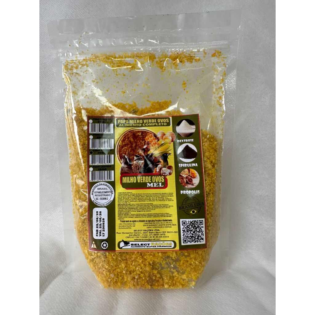 Papa Select para Pássaros Milho Verde Ovos e Mel Nutritiva 300g. em Oferta na Shopee