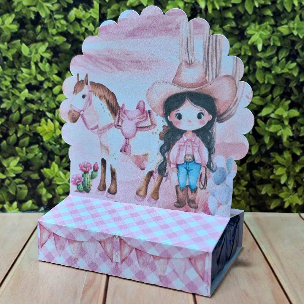 Porta Bis Personalizado para Lembrancinha de Festa, Aniversário Boiadeira Pegue e Monte